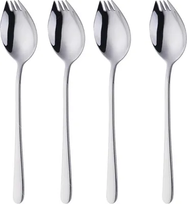 Immagine prodotto di INF Set 4 Pezzi Spork Multifunzione Acciaio Inox - Cucchiaio, Forchetta e Coltello