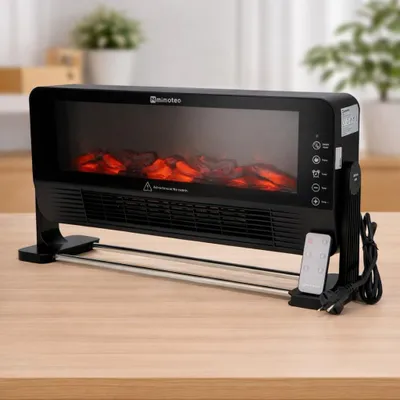 Productafbeelding van M Mimotec Elektrische kachel, model Black Calls, 2000 W, met vlammensimulatie, stille werking (<60 dB)
