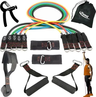 Produktbild von Famanu Widerstandsbänder Fitness - Elastische Trainingsbänder Set - 100 150 Lbs