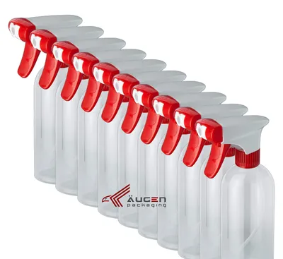 10 leere Sprühflaschen 500 ml transparent rund mit Sprühköpfen