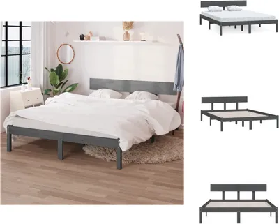 Immagine prodotto di vidaXL Letto in legno massiccio pino grigio 200x200 cm - Letti e strutture letto