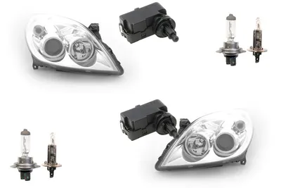 Immagine prodotto di Fari anteriori compatibili con Opel Vectra C dal 2005 in poi, lato sinistro e destro. Cromati, con attuatore. (Lampadine H7 e H1 incluse)