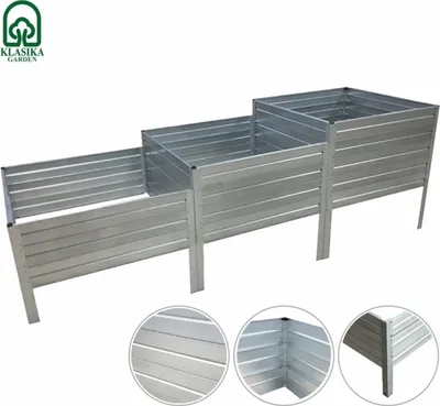Obrázok produktu pre Záhradný zvýšený záhon z pozinkovanej ocele KLASIKA GARDEN Step Shape 225x75 cm, v-50-40-30 cm