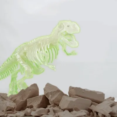Zdjęcie produktu dla Zestaw do wykopywania skamieniałości T-Rexa dla dzieci, świecący w ciemności, 10 elementów