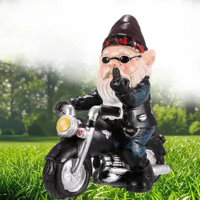 Gartendekoration für außen - Harz Ornament - Motorrad Statue - 13,5 x 12 x 5 cm - Geschenk für Gartenliebhaber