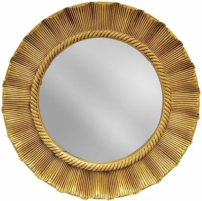 Image de Miroir mural rond - Miroir décoratif - Décoration pour salon - Cadre vintage - 60x60 cm - Or