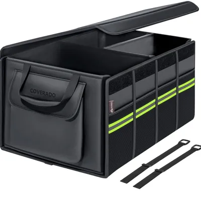 Image de Organisateur de coffre avec couvercle, 70 litres, en similicuir, pliable, étanche, pour SUV/camion