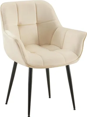 Produktbild von Esszimmerstuhl GUNIM - Samt Creme 65x58x85 cm | Essstühle Esszimmerstühle Küchenstühle Wohnzimmerstühle
