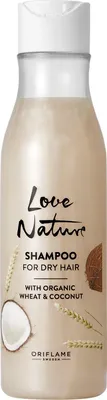 Image de Oriflame Love Nature Shampooing au blé et à la noix de coco bio pour cheveux secs, 250 ml