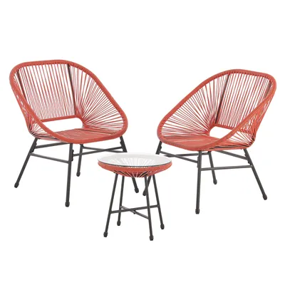 Produktbild von SVITA TULUM Balkon-Möbel 3-tlg. Garten-Möbel Set Balkonstühle mit Tisch Orange Terracotta