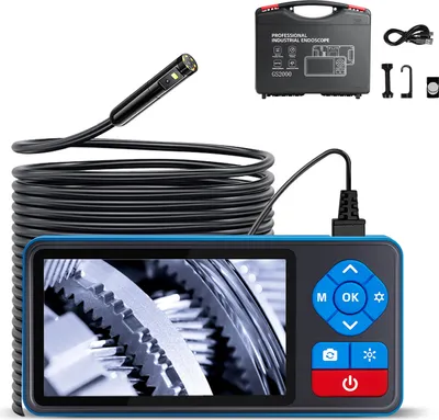 Produktbild von Doppelobjektiv-Endoskopkamera mit Licht, 720P-Endoskop mit 4,5-Zoll-IPS-Bildschirm, 16,4 Fuss flexibles Sondenkabel, IPX5 wasserdicht, 4-stufige Helligkeit einstellbar fuer Maschinenwartung/Rohrreparatur/ueberwachung/Kraftwerksinspektion/Turbineninspektion
