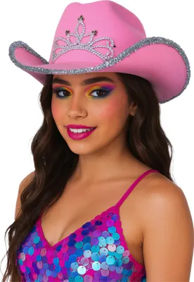Produktbild von Pinker Cowboyhut mit glitzernden Strasssteine & Pailletten
