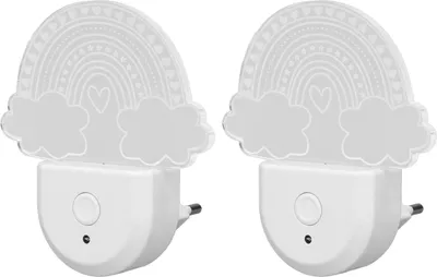 Image de 2Pcs Veilleuse murale à brancher Acrylic RGB Energy Efficient Light Sensing Xmas Night Lamp for Bedroom Corridor Rainbow Clouds Pattern (lampe de nuit de Noël pour chambre à coucher, couloir, arc-en-ciel)