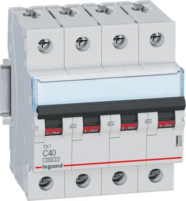 Image de Interrupteur LS Legrand, 10 kA, C, 40 A, 3 pôles + N, 4 TE, 1 pièce.