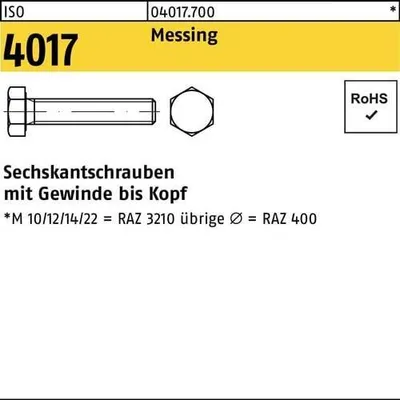 Produktbild von Sechskantschraube ISO 4017 VG M 6 x 30 Messing