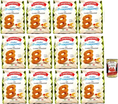 Produktbild von Campiello il Frollino del Buongiorno con Grano Saraceno, Shortbread mit Buchweizen, biscuits cookies 100% Italienische Kekse 12x 700g + Italian Gourmet polpa 400g