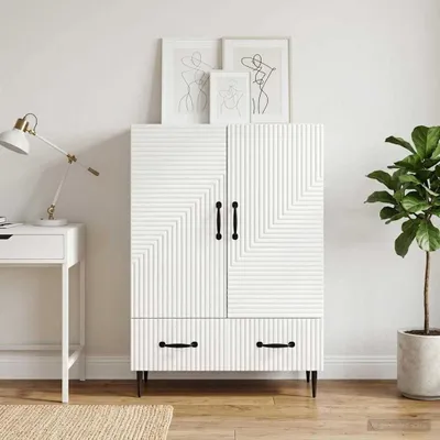 Immagine prodotto di vidaXL Credenza con cassetti, bianca, 66 x 34,5 x 95 cm, in materiale derivato dal legno