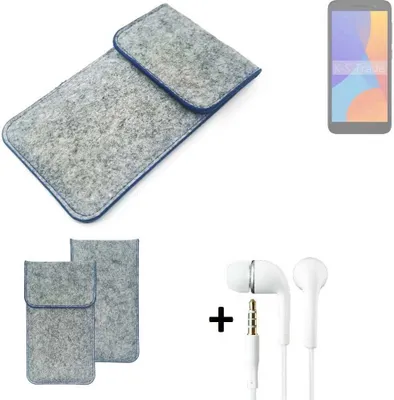 Produktbild von K-S-Trade Handy Schutz Hülle kompatibel mit Alcatel 1 (2021) Schutzhülle Handyhülle Filztasche Pouch Tasche Case Sleeve Filzhülle hellgrau, blauer