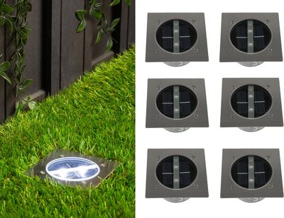6er Set Solar Einbaustrahler Außen mit Tag / Nacht Sensor Bodeneinbauleuchten