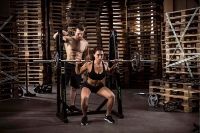 Produktbild von Tunturi WT40 Squat Ständer, Kniebeugen Rack, Squat Rack, höhenverstellbare Ablage, Langhantelständer