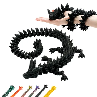 Produktbild von 3D Drache – Drachenskulptur 60 cm | Bewegliche Figur für Kinder, Sammler & Fantasy-Fans – Schwarz