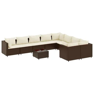 Produktbild von 10-tlg. Garten-Sofagarnitur mit Kissen Braun Poly Rattan