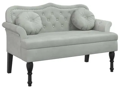 Produktbild von vidaXL Bank mit Kissen Hellgrau 120,5 x 65 x 75 cm Samt