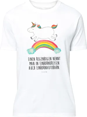 Produktbild von Mr. & Mrs. Panda Tshirt Einhorn Regenbogen - Weiß - Geschenk, Unicorn, T-Shirt, Jersey-Shirt, Glitzer, Erwachsenwerden, Baumwoll, Shirt, Einhornpower, S