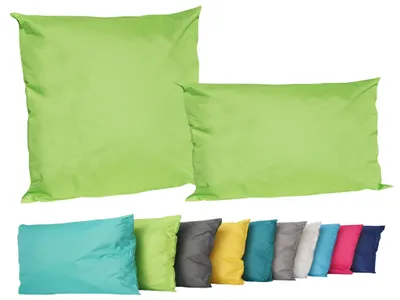 Produktbild von 2er Set Outdoor Lounge Kissen Set 45x45cm + 30x50cm Dekokissen Inkl. Füllung Wasserfest Sitzkissen Garten Lotus Effekt, Farbe:Grün