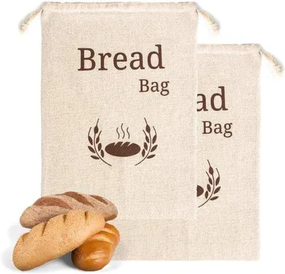Produktbild von Famanu Brottasche aus biologischem Leinen 44x35 cm - 2 wiederverwendbare Brottaschen