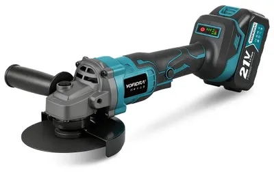 Produktbild von Winkelschleifer 21V - Akku Winkelschleifer - 125 mm Scheibe - Bürstenloser Motor - 3 Drehzahlstufen - M14 Spindel - 1 Akku