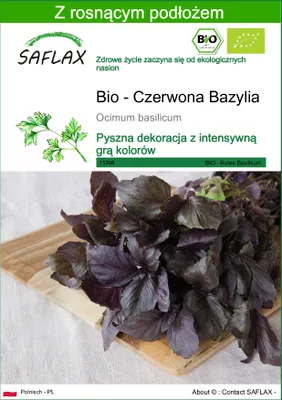 Zdjęcie produktu dla SAFLAX - Bio - Czerwona Bazylia - 400 Nasiona - Z podłożem uprawowym wolnym od zarazków - Ocimum basilicum