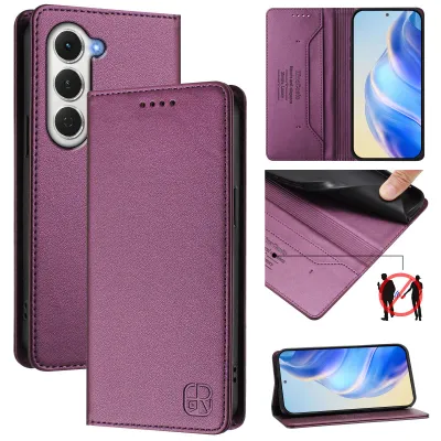 Produktbild von Lederhülle für Tecno Spark 40 Pro Hülle Flip Brieftasche Kartenfächern Ständer Schutzhülle Lila