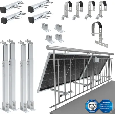 Produktbild von NuaSol držák balkonové elektrárny Montážní systémy pro zábradlí a fotovoltaické systémy 2 solární moduly Fotovoltaika