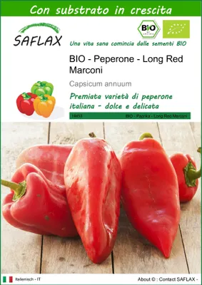 Immagine prodotto di SAFLAX  -- Peperone - Long Red Marconi - 20 semi - Con substrato - Capsicum