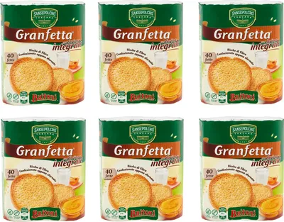 Produktbild von 6x Buitoni Granfetta Fette Biscottate Integrali mit Vollkornmehl 40 fette Vollkorn Zwieback Kekse 300g