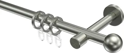Produktbild von Interdeco Gardinenstange / Vorhangstange Edelstahl-Optik, Typ Sinux Puros (Kugel), 16 mm Ø 1-läufig, 360 cm