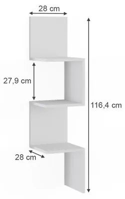 Produktbild von Eckregal Vicco Paolo Weiß 28 x 116.4 cm, Model 52100