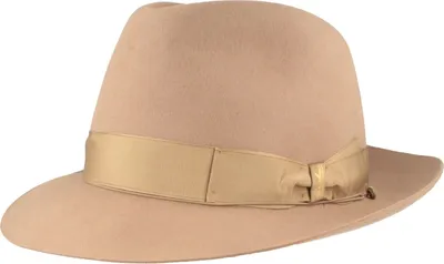 Borsalino edler Fedora Haarfilzhut mit mittelbreiter Krempe in beige