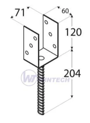 Obrázek produktu pro PS 70U Patka sloupku C 71x120x60x4,0 černá / balení 1 ks