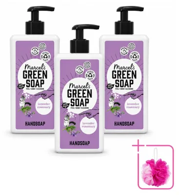Productafbeelding van 3 x Marcel's Green Soap handzeep - Lavendel en rozemarijn - 500 ml - Voordelige verpakking - 3 stuks