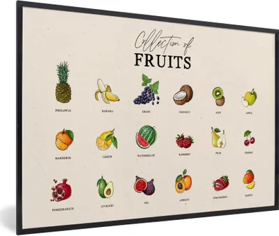 Produktbild von MuchoWow® Gerahmtes Poster Obst - Lebensmittel - Küche 90x60 cm - Poster mit Schwarzem Bilderrahmen Wandposter Rahmen Foto Bilder - Fotorahmen - Foto-Plakat