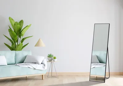 Produktbild von LC Home Wandspiegel 140x40cm modernes Aluminiumgestell, Standspiegel & Ganzkörperspiegel mit stabilem Ständer