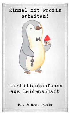 Produktbild von Mr. & Mrs. Panda Handtuch Immobilienkaufmann Leidenschaft - Weiß - Geschenk, Ausbildung, gäste wc, Gästehandtuch 30x50, Spruch, Gästetuch, Frotteetuch, Mini-Handtuch