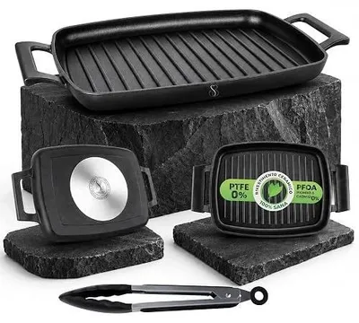 Zdjęcie produktu dla Patelnia grillowa kwadratowa 28 cm ceramiczna nieprzywierająca indukcja