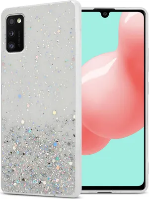 Obrázok produktu pre Cadorabo kryt pre Samsung Galaxy A41 ochranný kryt v priehľadnom puzdre na mobilný telefón TPU puzdro glitter kryt puzdro glitter