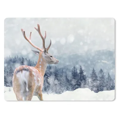 Produktbild von MuchoWow® Mauspad Mousepad Winter - Hirsche - Tiere 40x30 cm - Mousepads - Maus Mat - Pad - Mausunterlage - Anti Rutsch