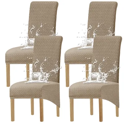 Immagine prodotto di Elzusha - Set di 4 coprisedie elasticizzati impermeabili, tessuto jacquard, colore arancione