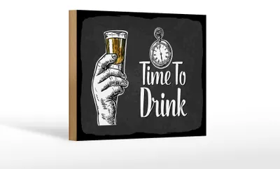 Produktbild von Holzschild Spruch Time to Drink 18x12 cm Geschenk
