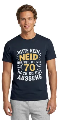 Produktbild von Spreadshirt 70. Geburtstag | Kein Neid Weil Ich So Gut Aussehe Männer T-Shirt, XXL, Navy